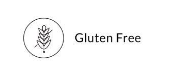 Gluten free logo with a wheat stalk icon on a white background