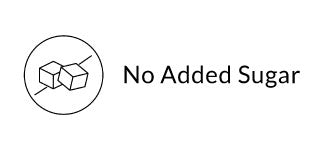 Logo indicating 'No Added Sugar' with a icon of a box on a white background
