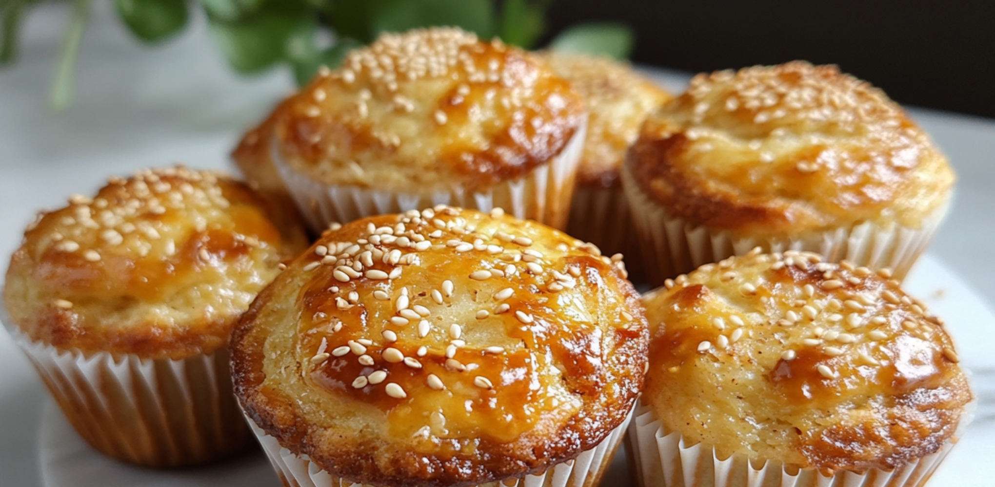 Freshly baked muffins with golden-brown tops, featuring feta and zucchini